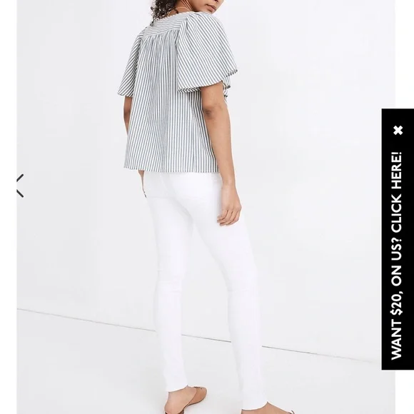 NWT Madewell Courtyard Flutter-Sleeve Top in Stripe - Picture 2 of 8